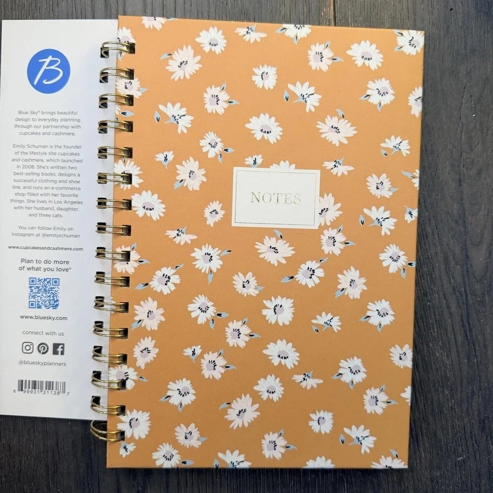 Blue Sky A5 Spiral Notes Notebook 160 Pages Orange Floral Cupcakes And Cashmere